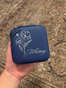 Laser Engraved Birth Flower Jewelry Boxes