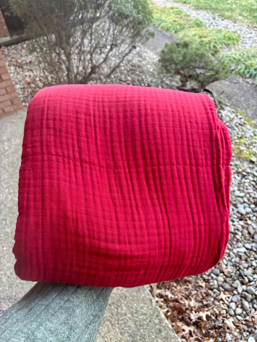 Solid Cardinal Red Muslin Blanket