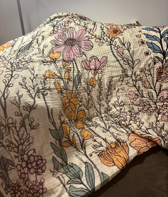 Boho Floral Muslin Blanket