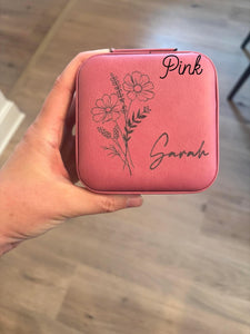 Laser Engraved Birth Flower Jewelry Boxes