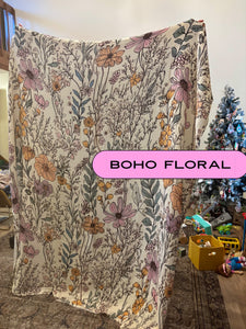 Boho Floral Muslin Blanket